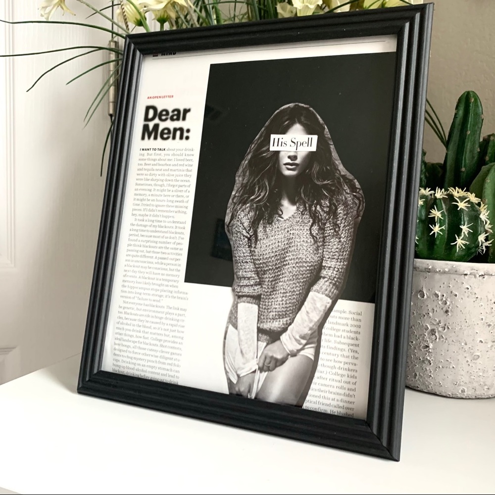 Dear Men Collage Black White Editorial Portrait Statement Wall Art